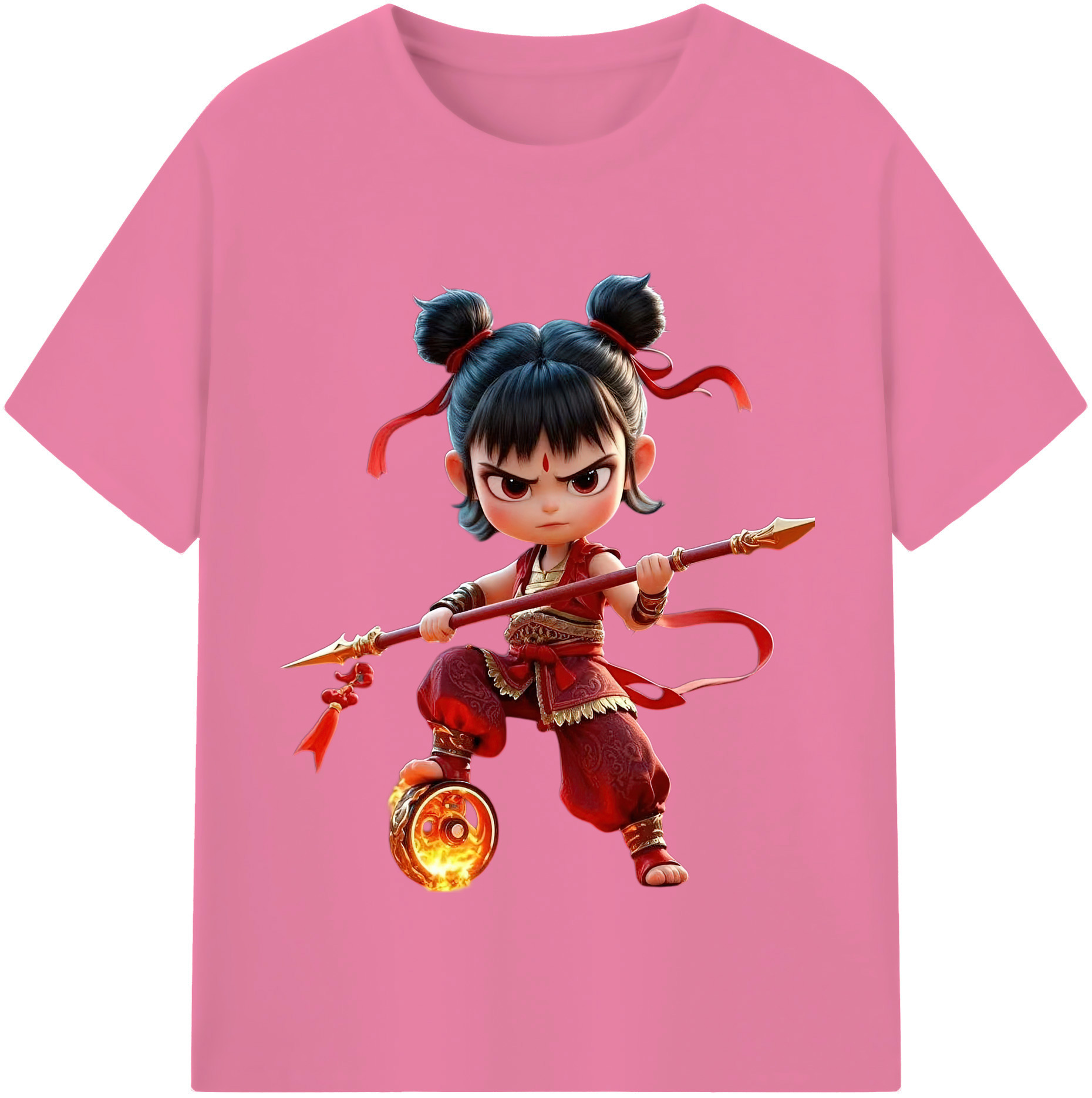 （画像用） Ne Zha 2 ナタ 魔童の大暴れ 綿100％半袖Tシャツ（フロントプリント）